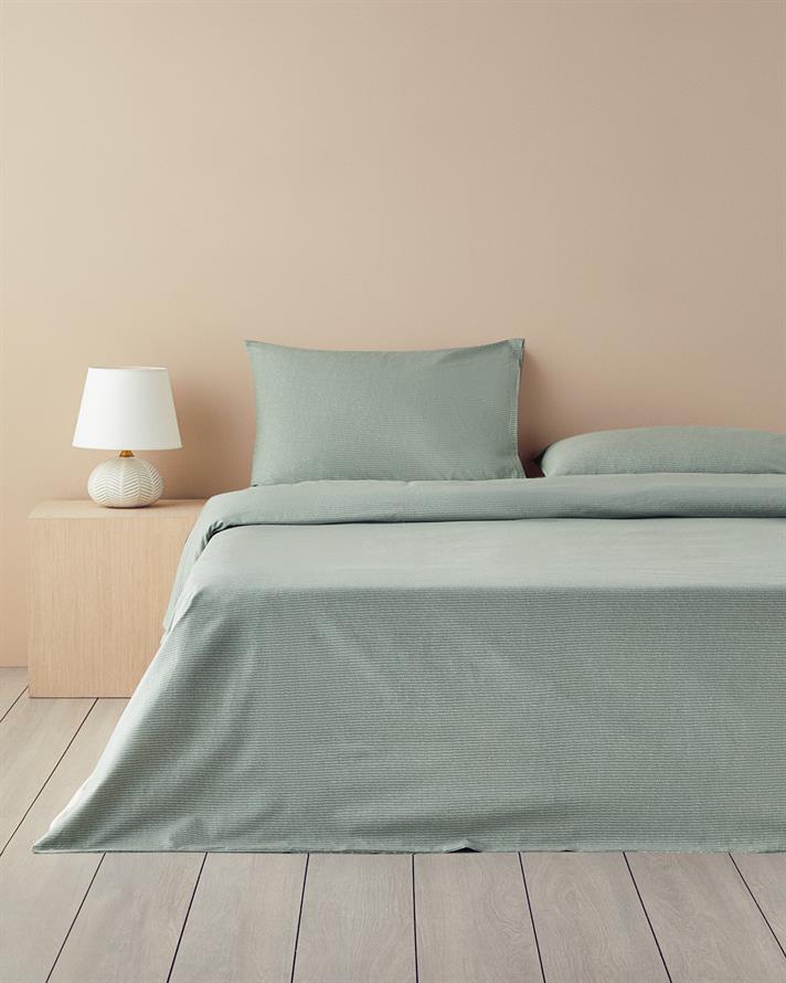 Modern Patch Pamuk Çift Kişilik Çarşaflı Nevresim Takımı Yeşil