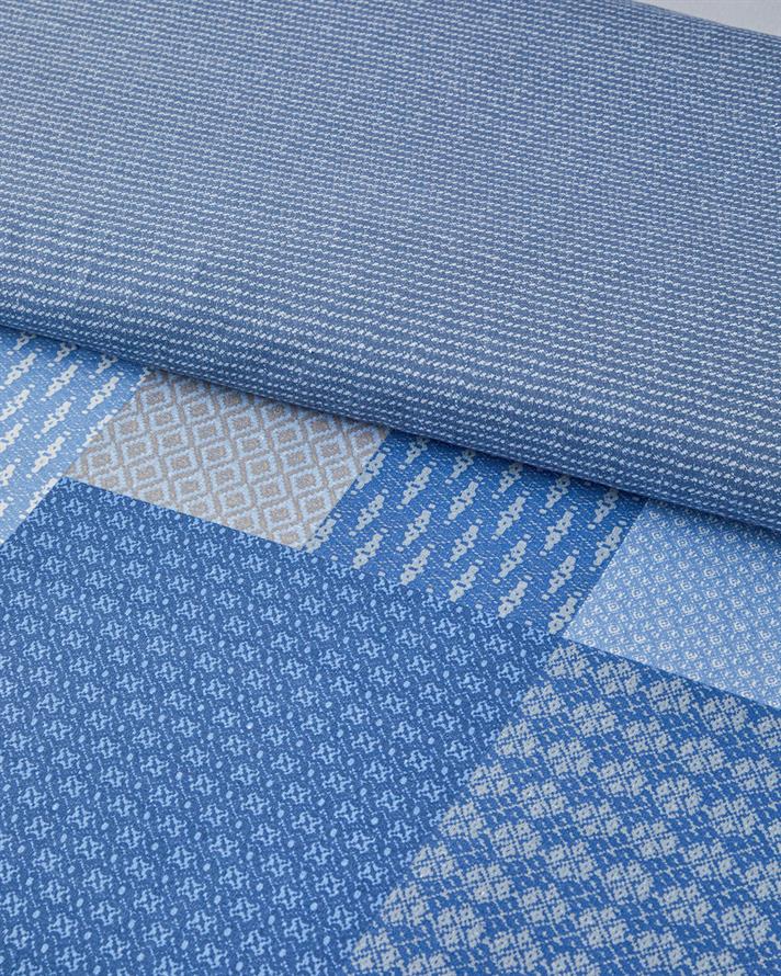 Modern Patch Pamuklu Ranforce Çift Kişilik Nevresim Takımı 200x220 cm Mavi