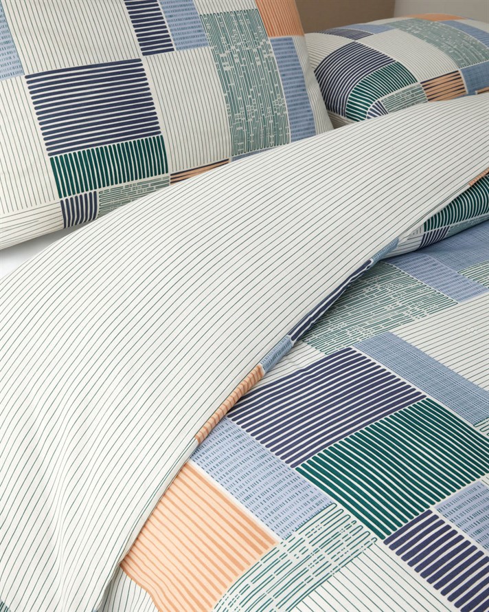 Modern Weave Kolay Ütülenir Super King Nevresim Seti 260x220 cm Koyu Yeşil-Turuncu