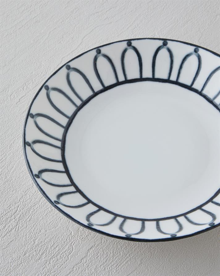 Monarch Porselen Çukur Tabak 19 cm Siyah - Beyaz