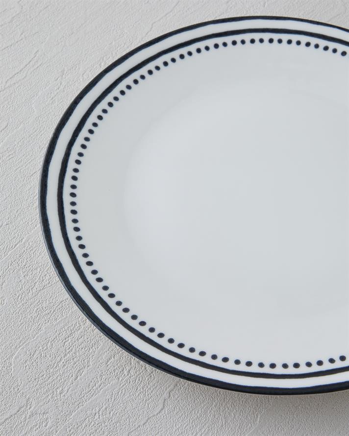 Monarch Porselen Servis Tabağı 25 cm Siyah - Beyaz