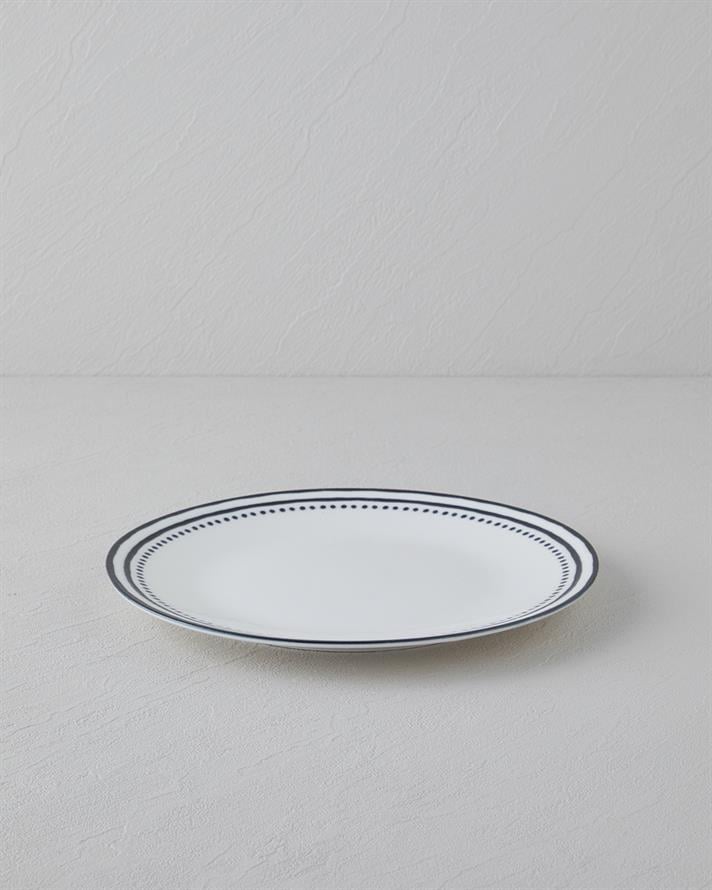 Monarch Porselen Servis Tabağı 25 cm Siyah - Beyaz