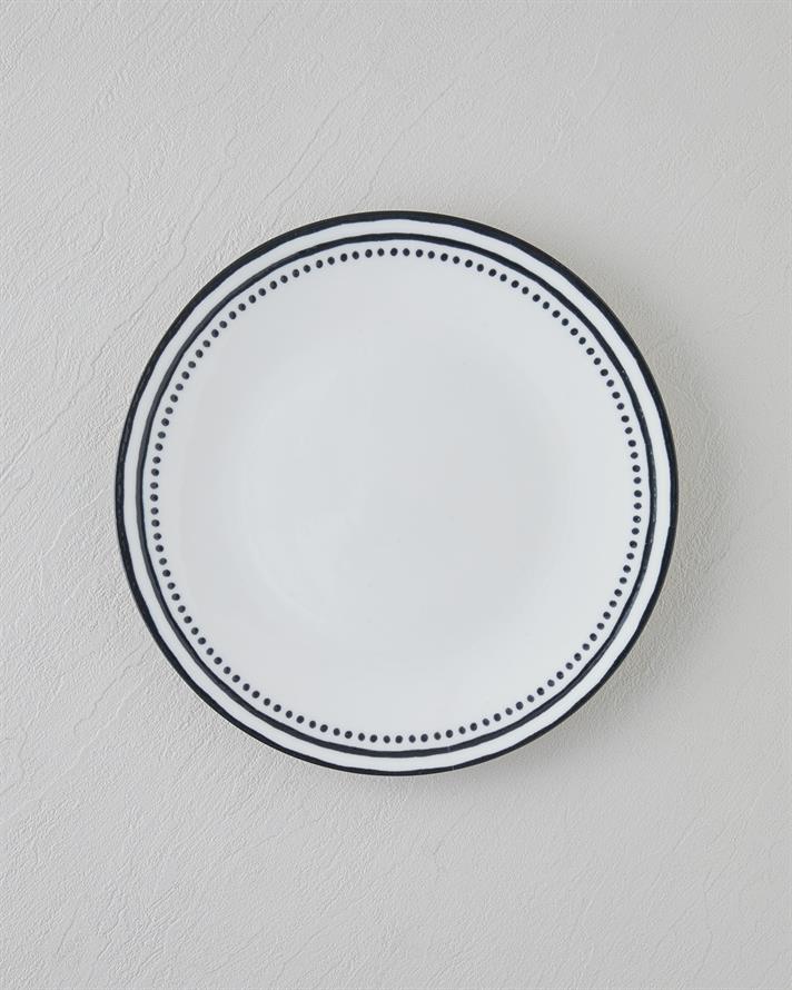 Monarch Porselen Servis Tabağı 25 cm Siyah - Beyaz