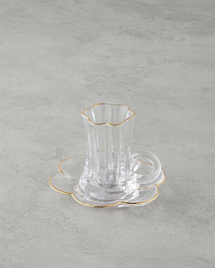 Monica Cam 12 Parça 6 Kişilik Çay Seti 80 ml Gold