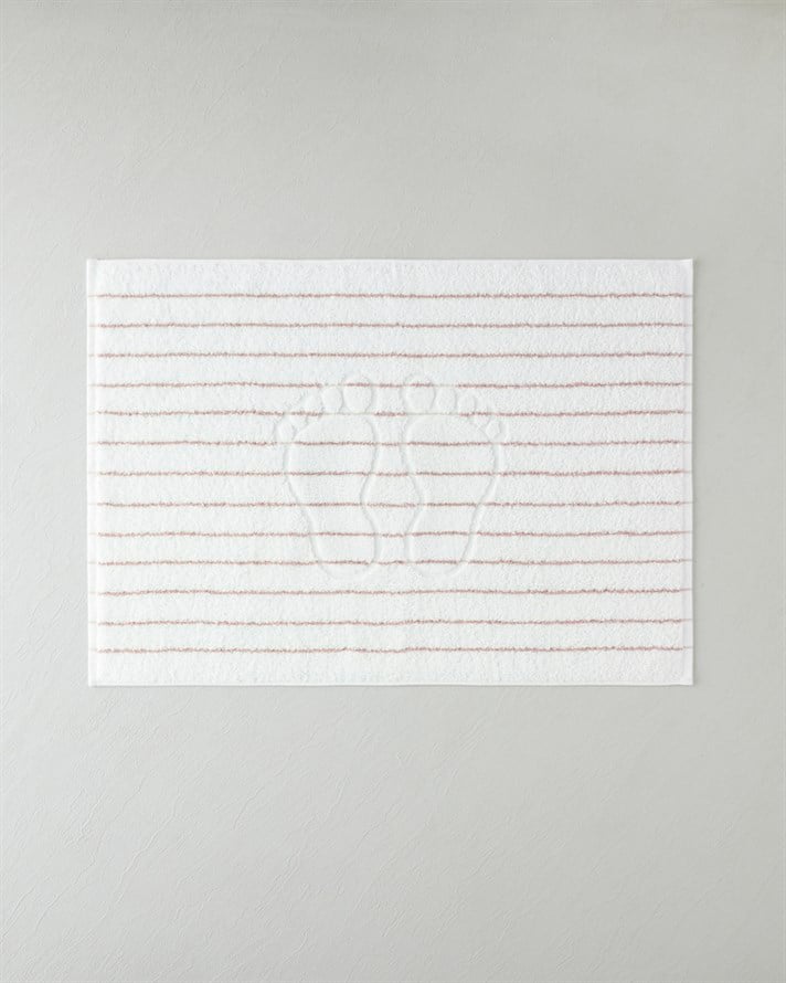 Mono Stripe Pamuk Ayak Havlusu 50x70 cm Beyaz - Pembe