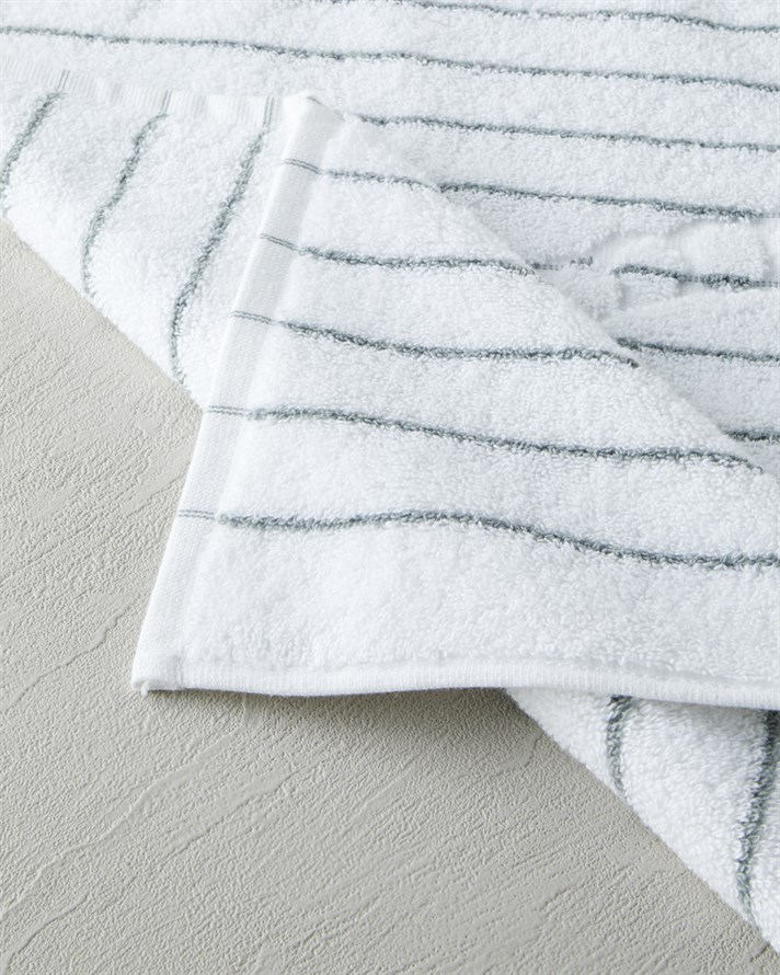 Mono Stripe Pamuk Ayak Havlusu 50x70 cm Beyaz - Gri