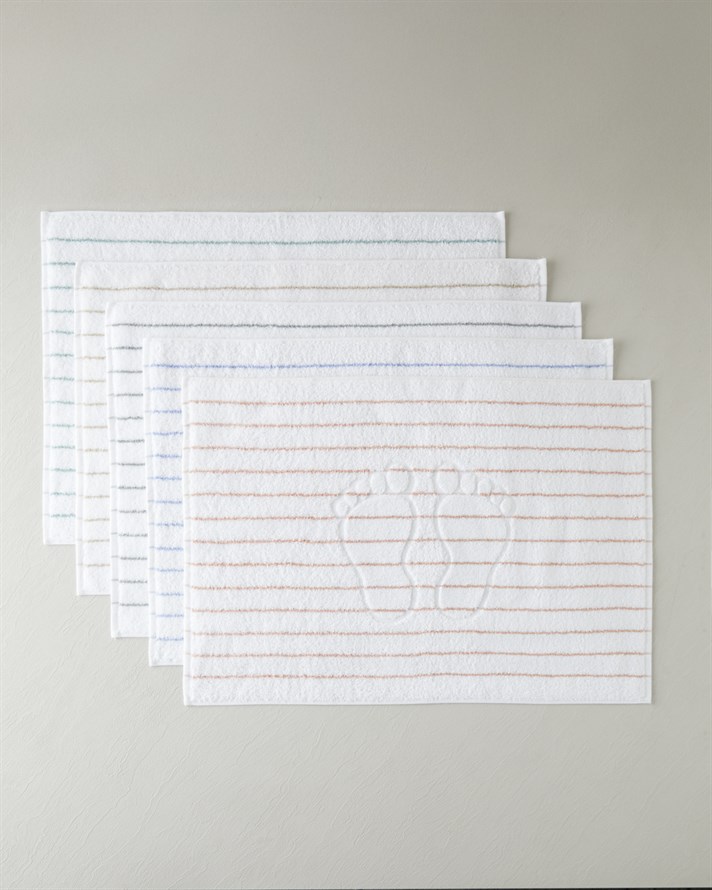 Mono Stripe %100 Pamuk Ayak Havlusu 50x70 cm Beyaz - Bej