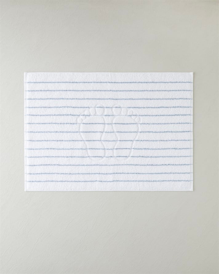 Mono Stripe Pamuk Ayak Havlusu 50x70 cm Beyaz - Mavi