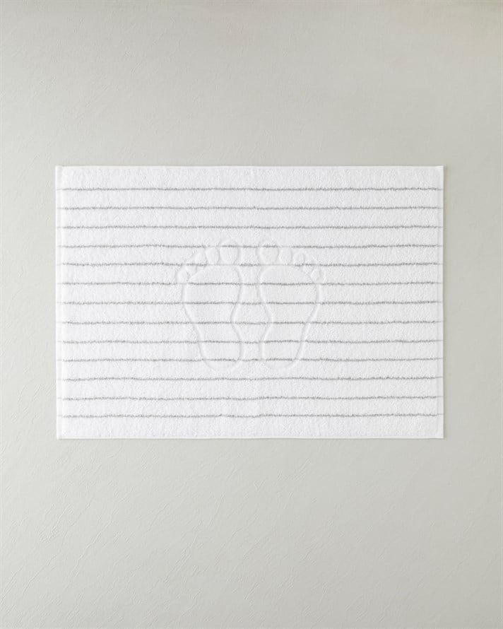 Mono Stripe Pamuk Ayak Havlusu 50x70 cm Beyaz - Gri