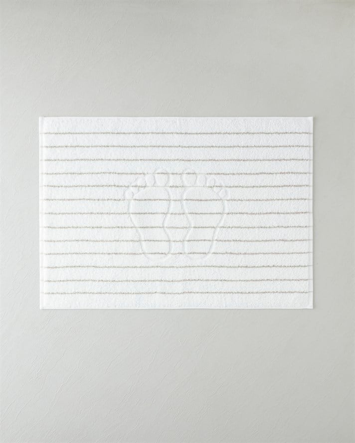 Mono Stripe Pamuk Ayak Havlusu 50x70 cm Beyaz - Bej