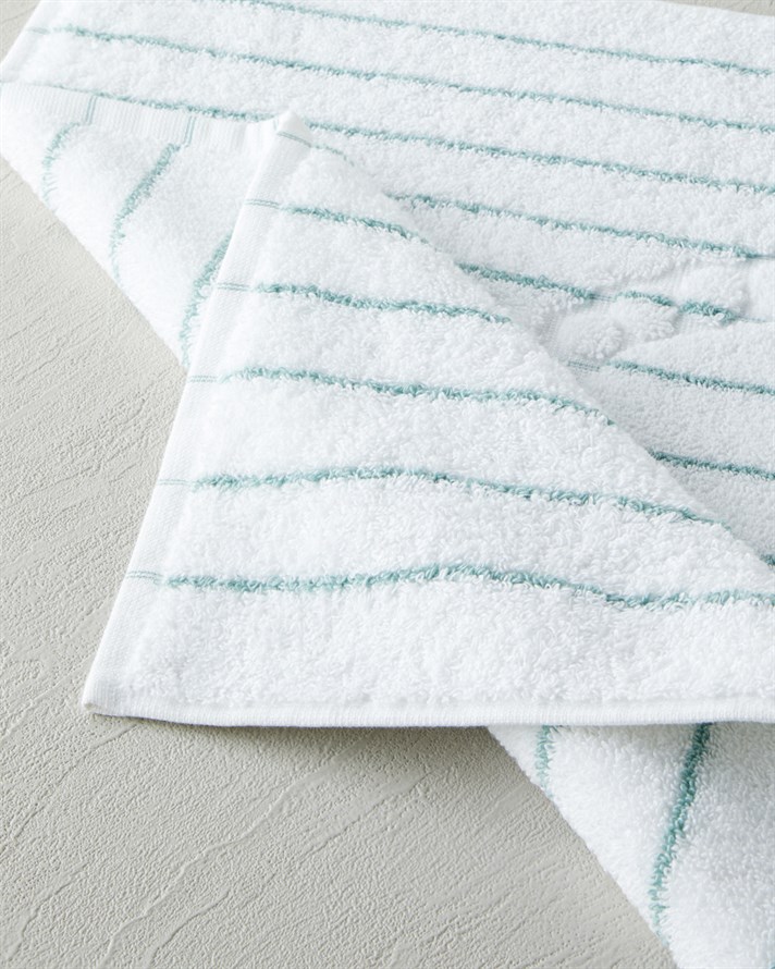 Mono Stripe Pamuk Ayak Havlusu 50x70 cm Beyaz - Yeşil
