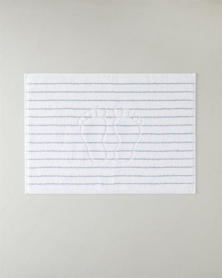 Mono Stripe Pamuk Ayak Havlusu 50x70 cm Beyaz - Mavi