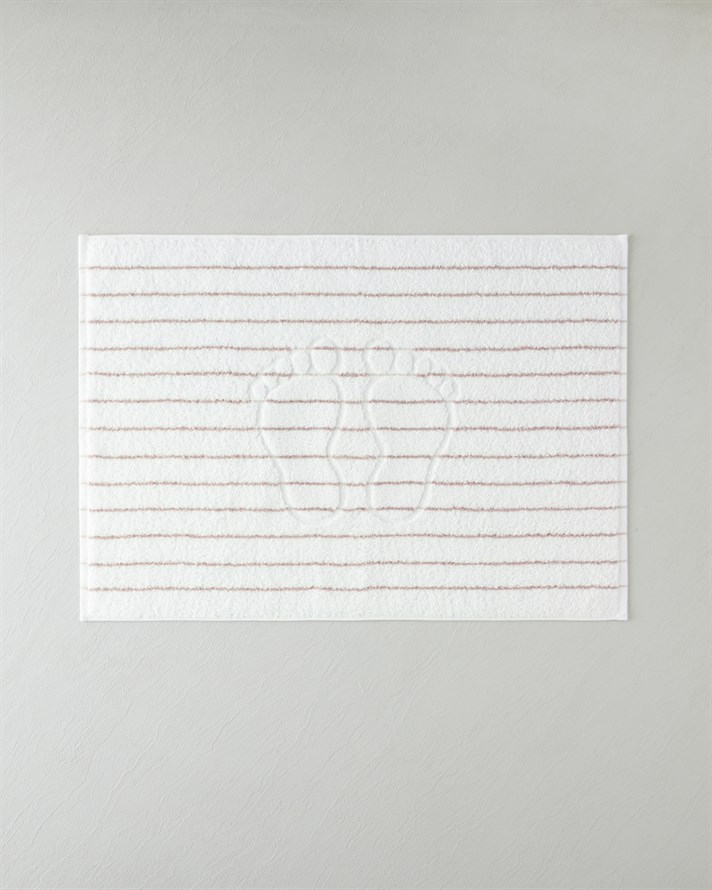 Mono Stripe Pamuk Ayak Havlusu 50x70 cm Beyaz - Pembe