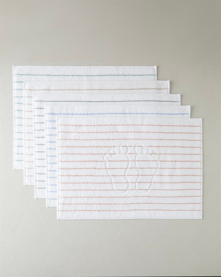 Mono Stripe %100 Pamuk Ayak Havlusu 50x70 cm Beyaz - Gri