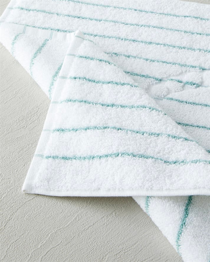 Mono Stripe Pamuk Ayak Havlusu 50x70 cm Beyaz - Yeşil