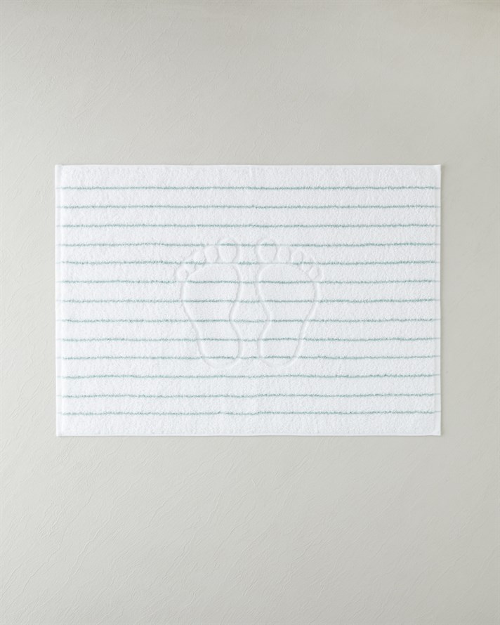 Mono Stripe Pamuk Ayak Havlusu 50x70 cm Beyaz - Yeşil