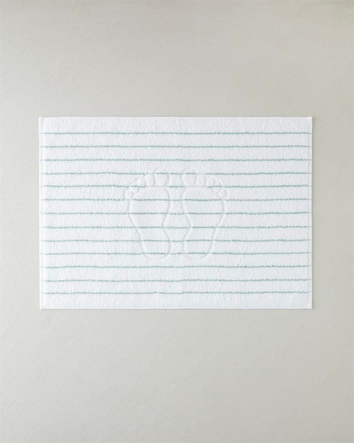 Mono Stripe Pamuk Ayak Havlusu 50x70 cm Beyaz - Yeşil