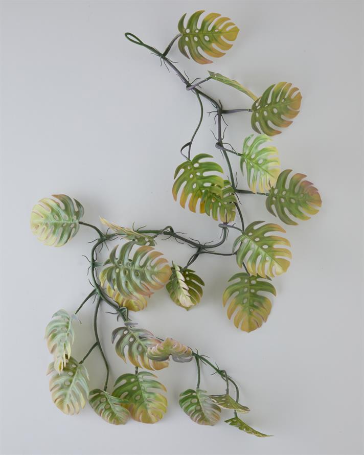 Monstera Leaf Tek Dal Yapay Çiçek 110 cm Yeşil-mor