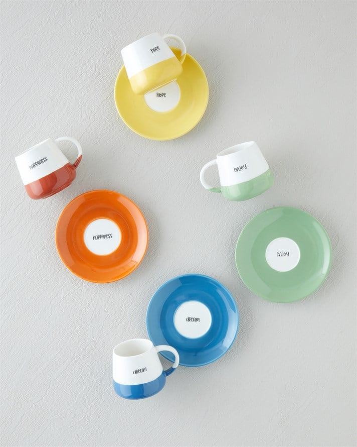 Mood Cups New Bone China 8 Parça 4 Kişilik Kahve Fincan Takımı 90 ml Renkli