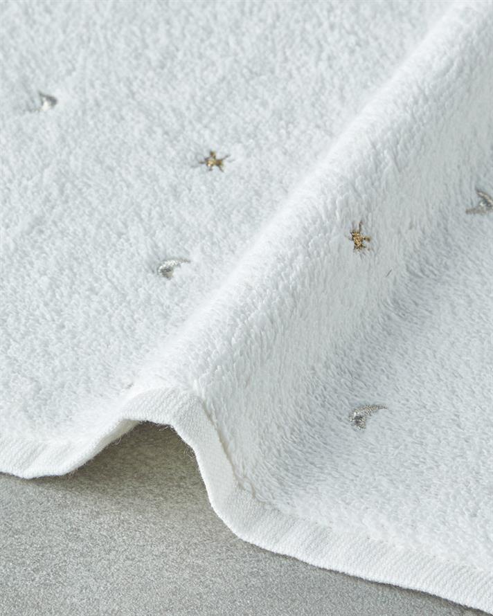 Moonstar Pamuklu Nakışlı Yüz Havlusu 50x80 cm Ekru
