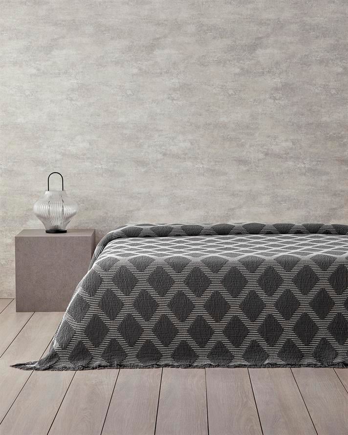 Morgan Pamuk Polyester Çift Kişilik Yatak Örtüsü 210x230 cm Antrasit