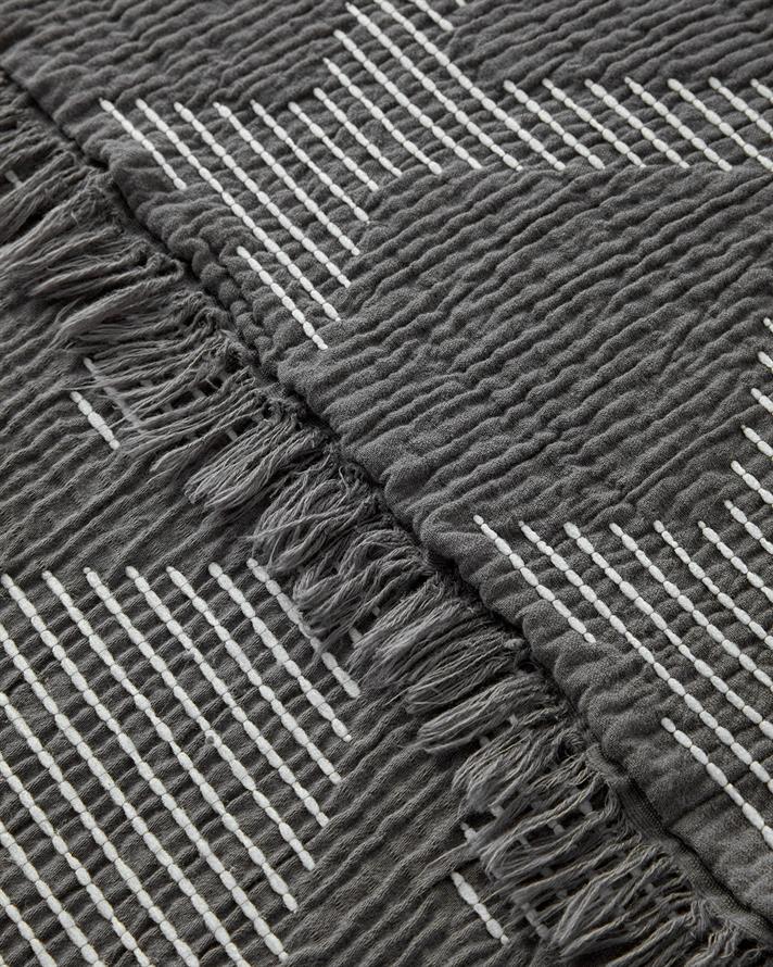 Morgan Pamuk Polyester Çift Kişilik Yatak Örtüsü 210x230 cm Antrasit