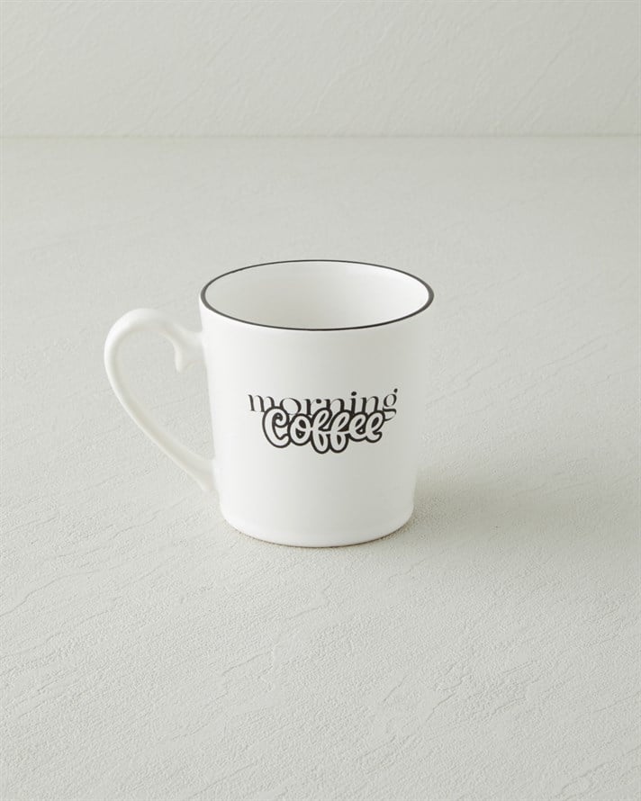 Morning Coffee Seramik Kupa 330 ml Siyah - Beyaz