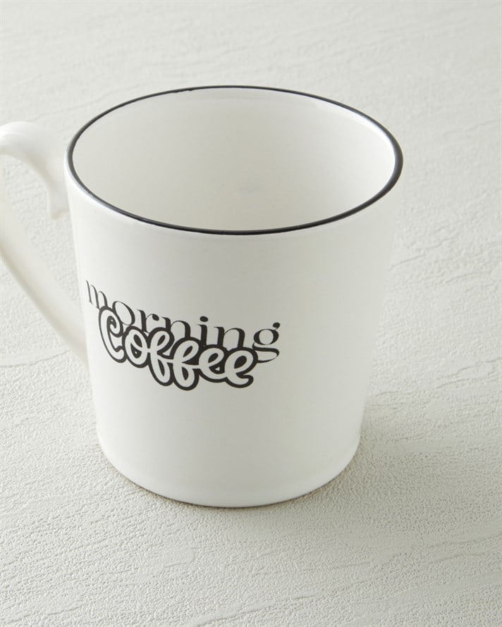Morning Coffee Seramik Kupa 330 ml Siyah - Beyaz