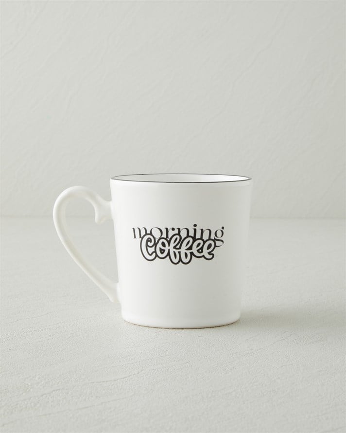 Morning Coffee Seramik Kupa 330 ml Siyah - Beyaz