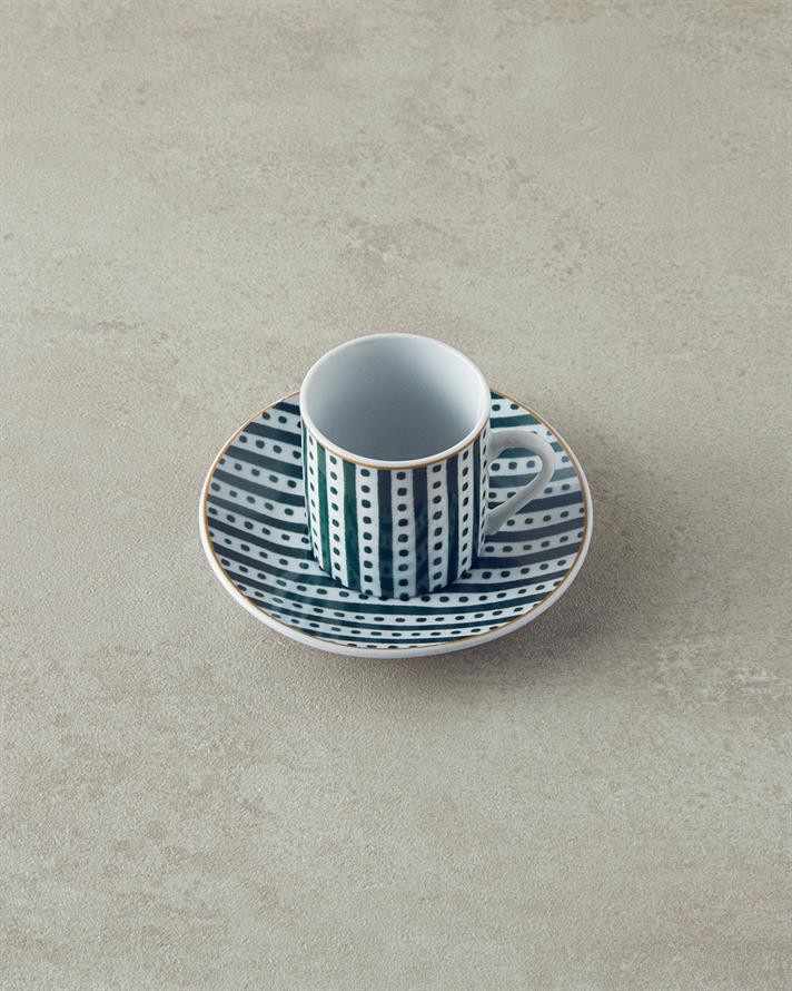 Morris Porselen Kahve Fincan Takımı 4 Parça 2 Kişilik Yeşil