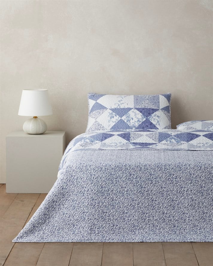 Mosa Blu  Tek Kişilik Yatak Örtüsü Takımı 160x220 cm Lacivert