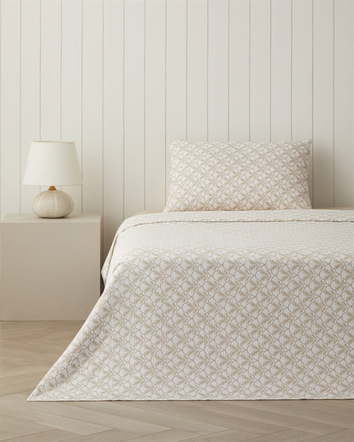 Mossia Tek Kişilik Pike Takımı 150x220 cm Bej