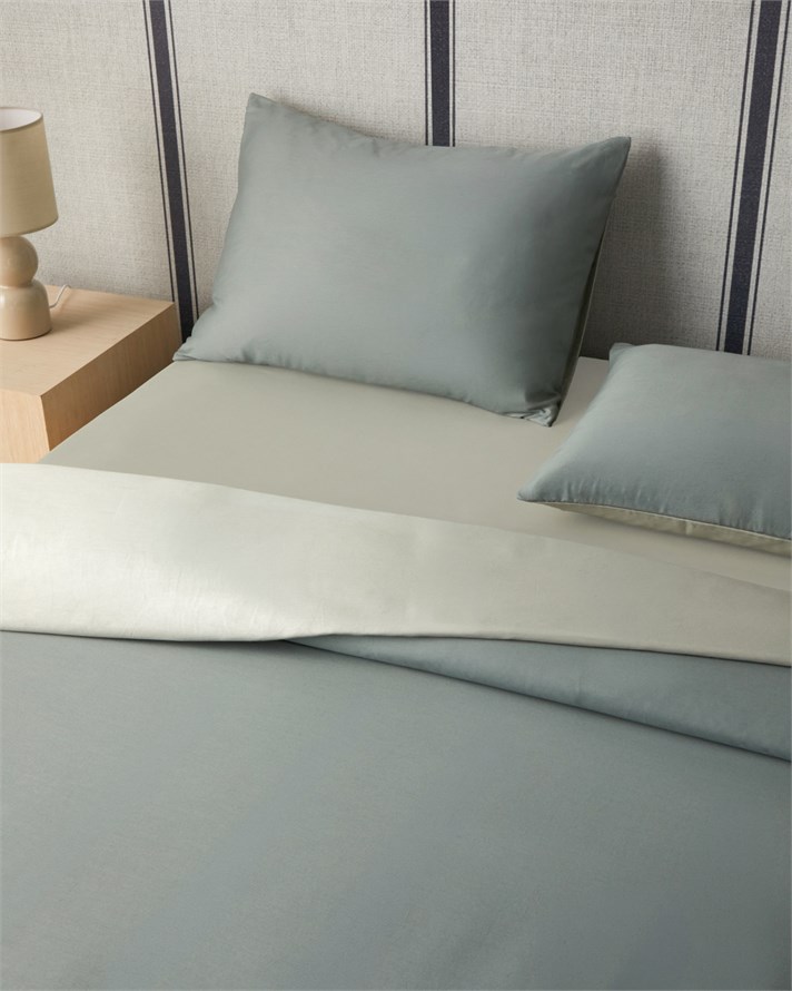 Muse Pamuk Saten Çift Kişilik Çarşaflı Nevresim Takımı 200x220 cm Yeşil - Açık Yeşil