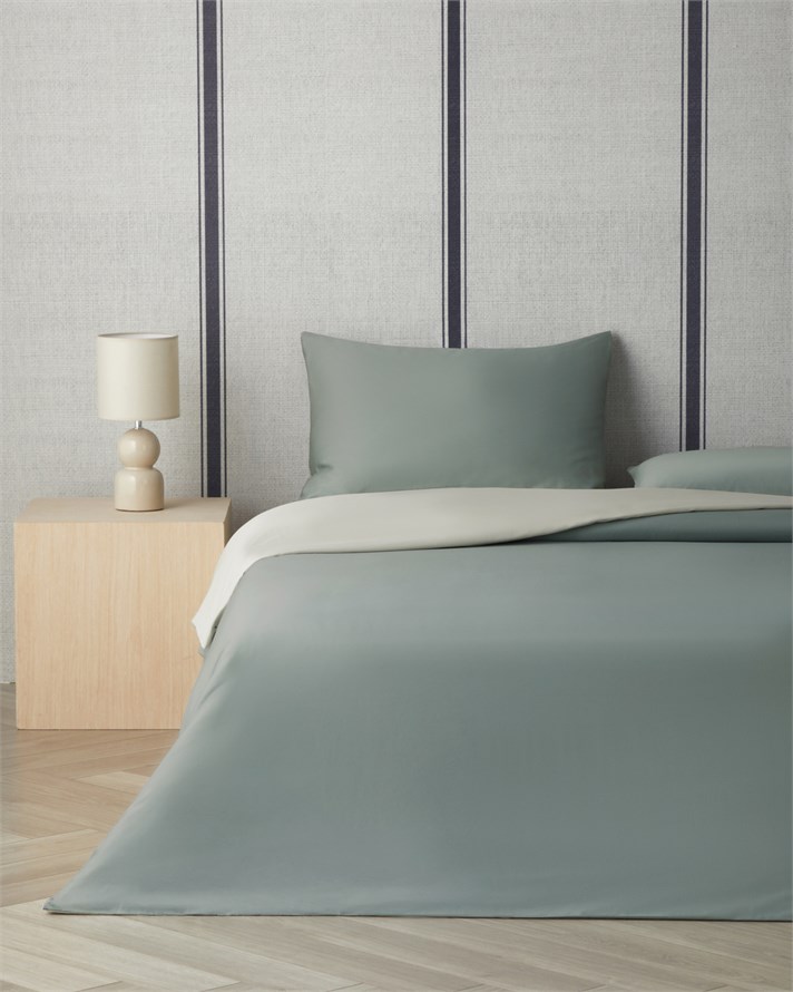 Muse Pamuk Saten King Size Çarşaflı Nevresim Takımı 240x220 cm Yeşil - Açık Yeşil