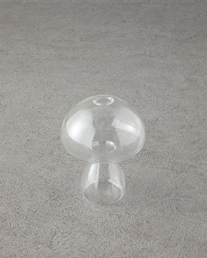 Mushroom Borosilikat Vazo 12x9 cm Şeffaf