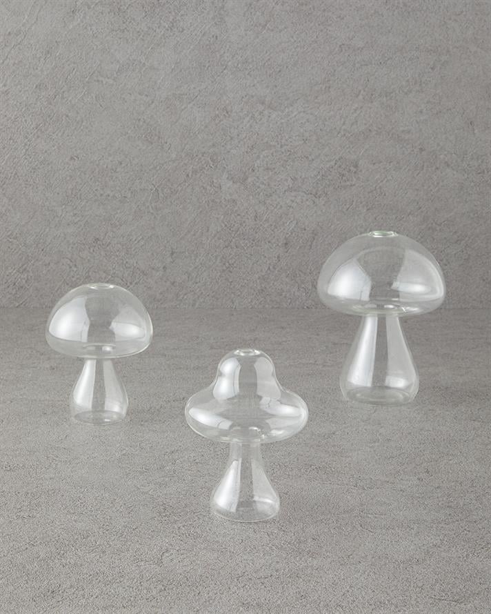 Mushroom Borosilikat Vazo 12x9 cm Şeffaf