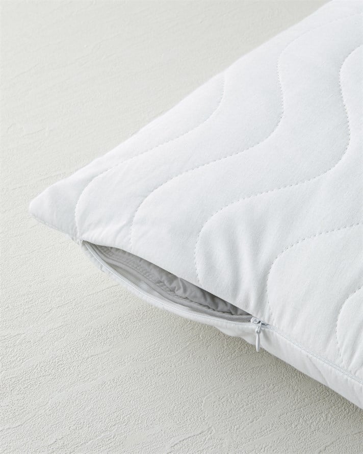 Napline Pamuklu Kapitoneli Sıvı Geçirmez Alez Yastık Kılıfı 50x70 cm Beyaz