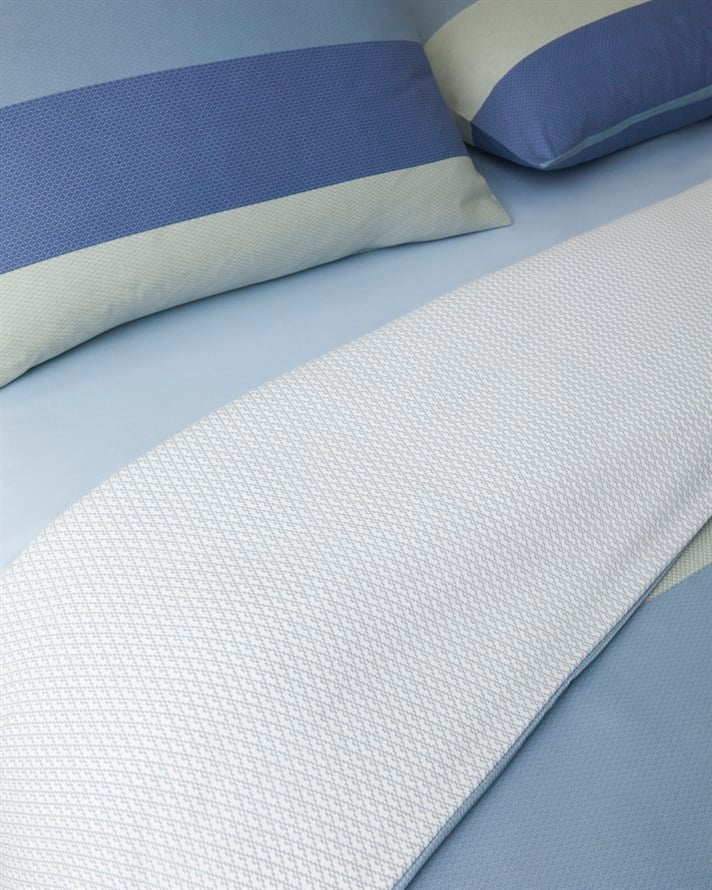 Natural Bands Kolay Ütülenir Çift Kişilik Çarşaflı Nevresim Takımı 200x220 cm Mavi - Yeşil