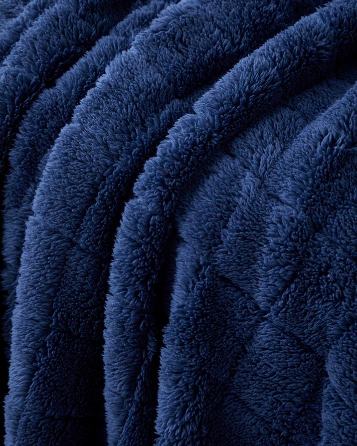 Natural Checkers Jakarlı Wellsoft Tv Battaniye 120x160 cm Gece Mavisi