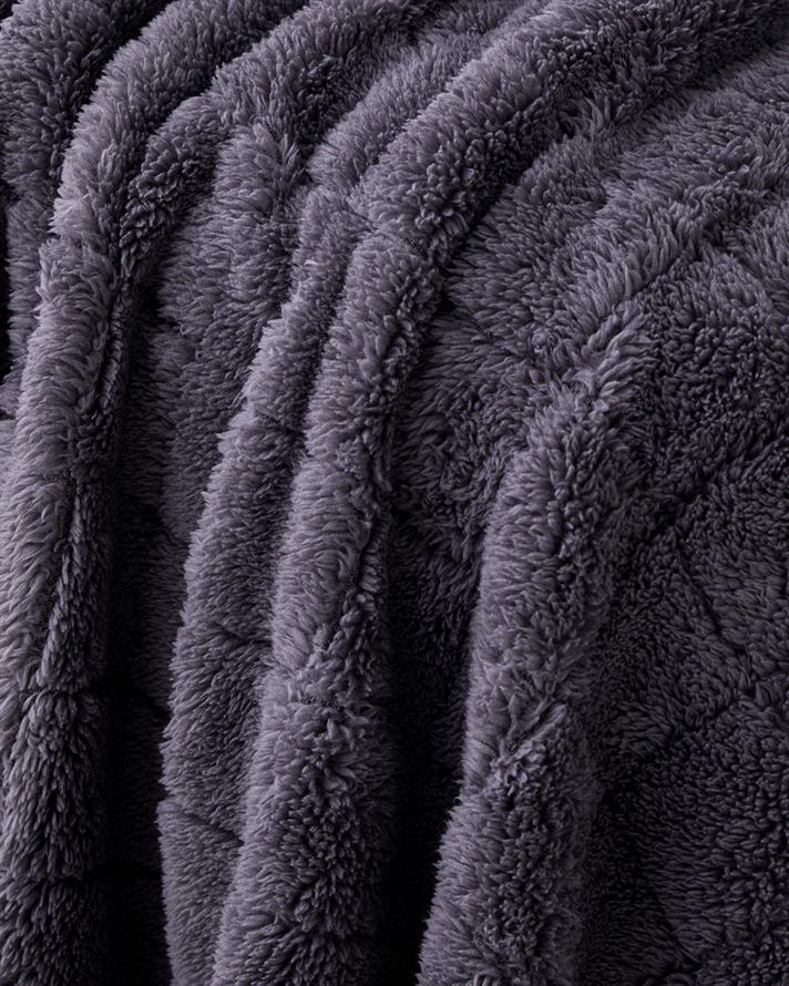 Natural Checkers Jakarlı Wellsoft Tv Battaniye 120x160 cm Antrasit