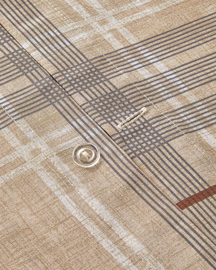 Natural Plaid Kolay Ütülenir Çift Kişilik Çarşaflı Nevresim Takımı 200x220 cm Koyu Bej