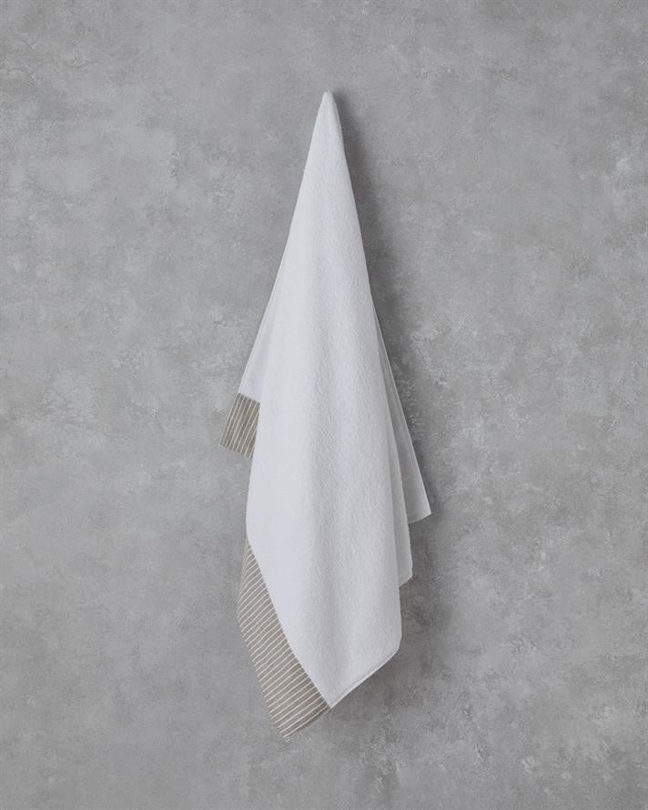 Natural Stripe Pamuklu Banyo Havlusu 90x150 cm Beyaz