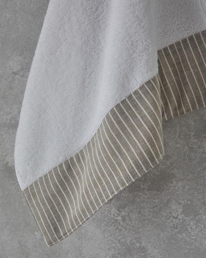 Natural Stripe Pamuklu Yüz Havlusu 50x90 cm Beyaz