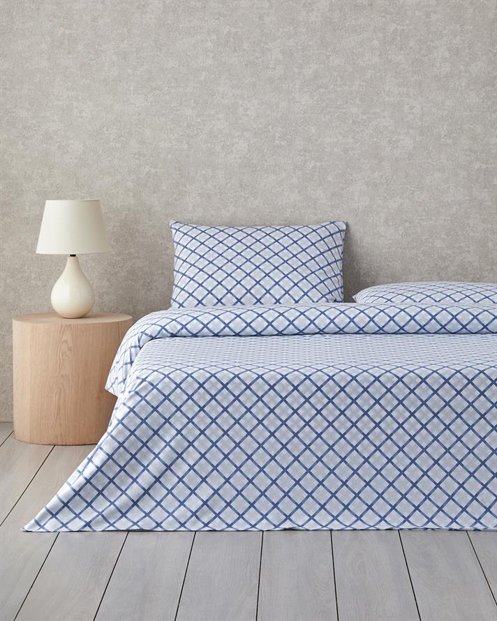 Natural Whirl Kolay Ütülenir Çift Kişilik Çarşaflı Nevresim Takımı 200x220 cm Mavi - Bej