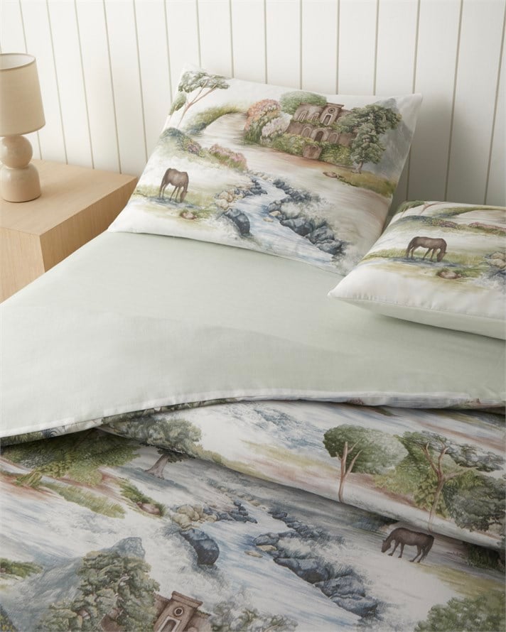Nature Paradise Dijital Baskılı Kolay Ütülenir Çift Kişilik Çarşaflı Nevresim Takımı 200x220 cm Koyu Yeşil