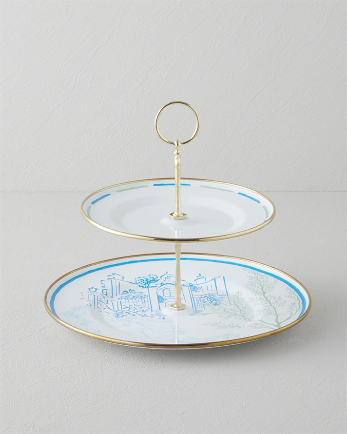 Nautical Emaye Katlı Servis 21x29 cm Mavi