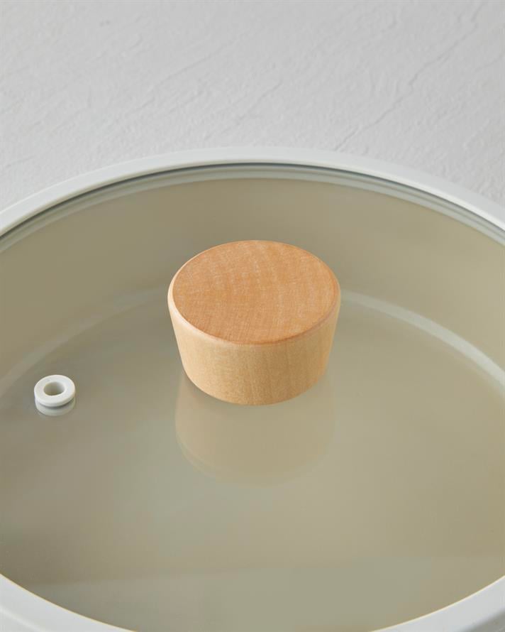 Neoflam Fika Alüminyum Döküm Cam Kapaklı Sahan 20 cm Bej