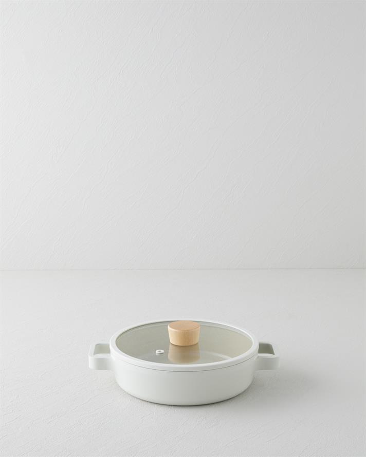 Neoflam Fika Alüminyum Döküm Cam Kapaklı Sahan 20 cm Bej