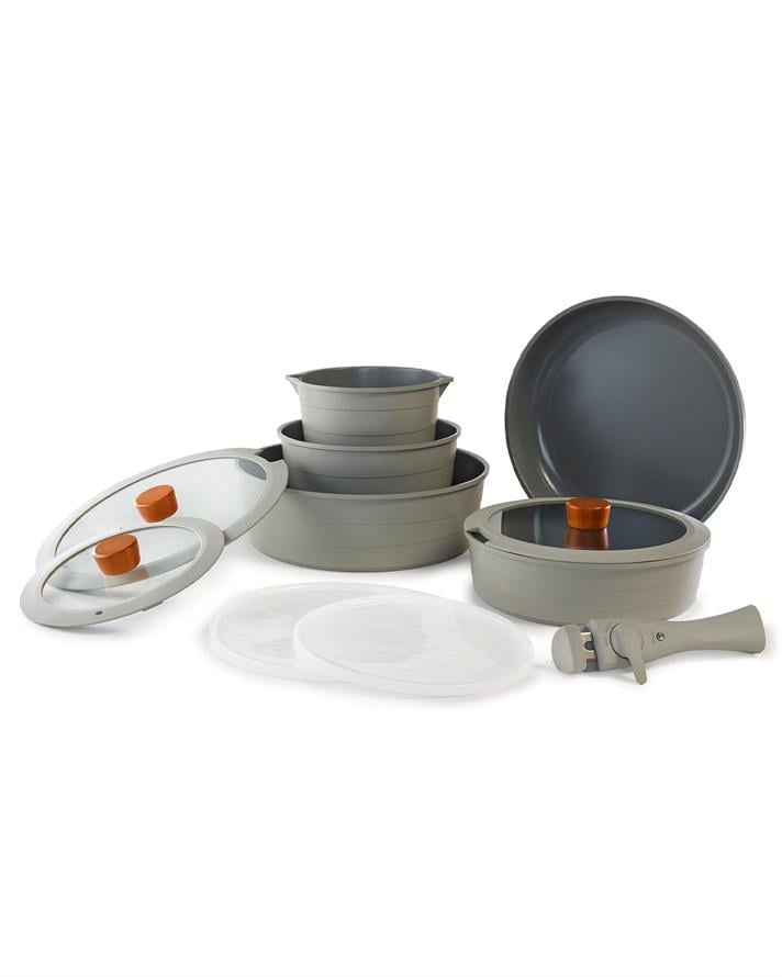 Neoflam Midas Seramik 11 Parça Tencere Seti 16-20-24-28-28 cm Gri