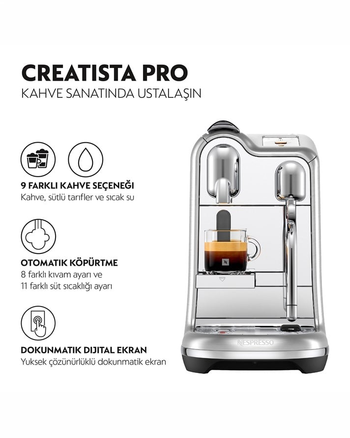 Nespresso J620 Creatista Pro Süt Çözümlü Kahve Makinesi Metalik Gri